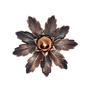 Vintage Copper Bell Brooch Flower Signed Pin